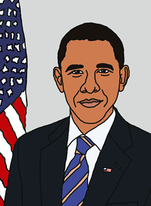 Bild, Grafiktablett, Karikatur, Illustration, Portrait, Barack Obama, Prsident der USA, Amerika, Vereinigte Staaten