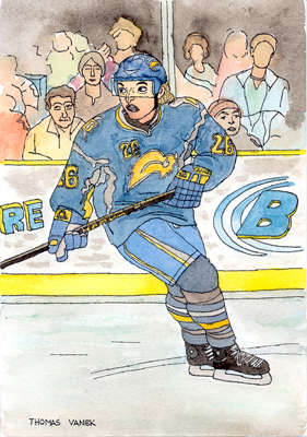 Aquarell von �sterreichs NHL-Spieler bei den Buffalo Sabres Thomas Vanek